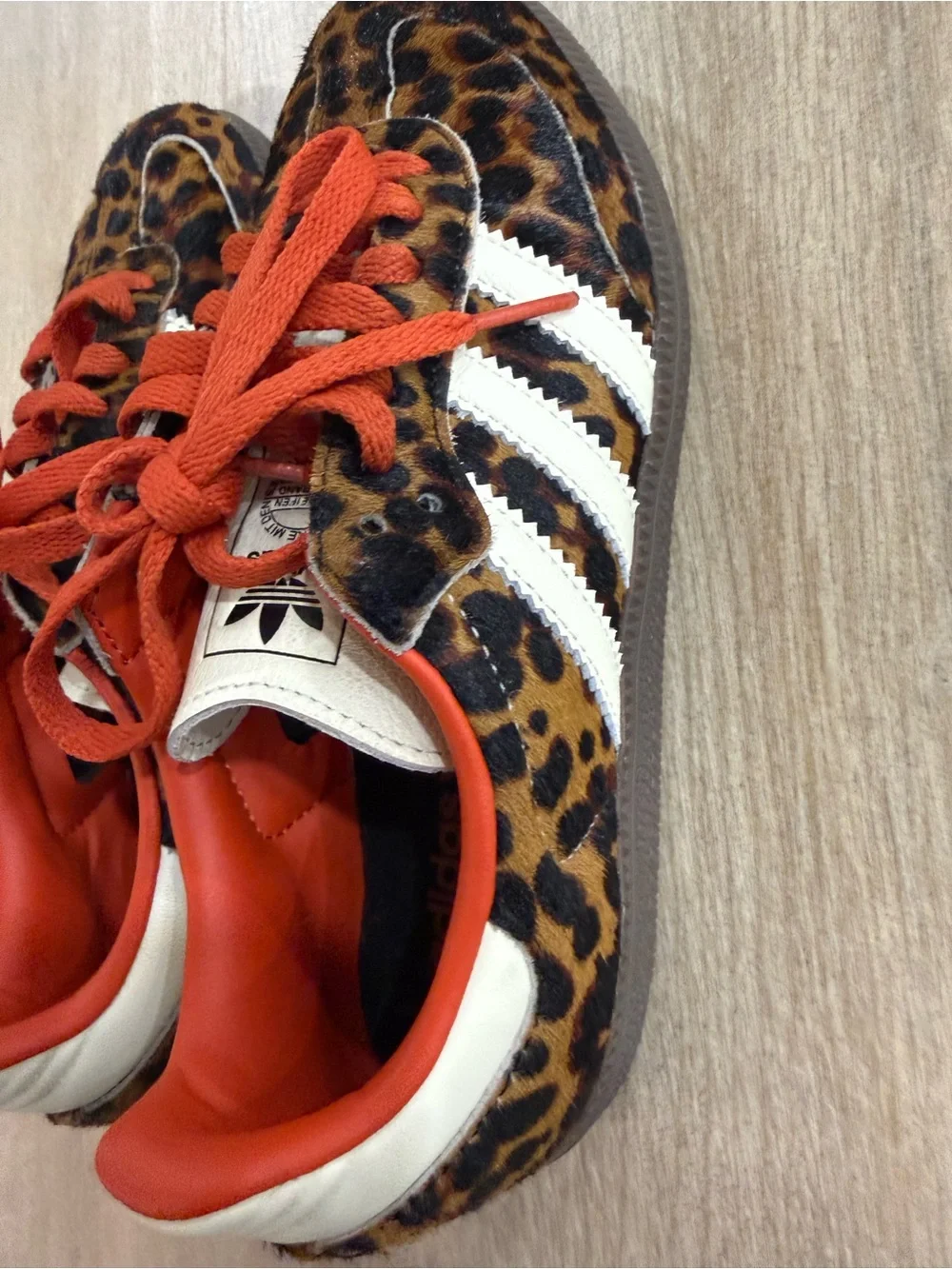 Adidas Samba OG Leopard Pony Hair Sneakers Coral Orange Womens 5.5 - Picture 7 of 8
